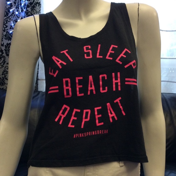 PINK Victoria’s Secret black graphic tank top - Picture 2 of 7